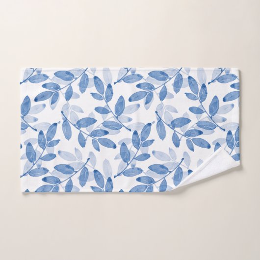 Motif Feuille d'aquarelle bleu (Serviette à main)