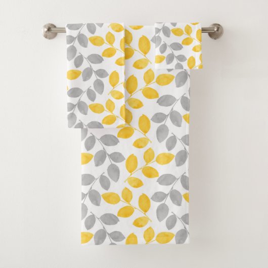 Motif Feuille d'aquarelle jaune et gris (En situation)