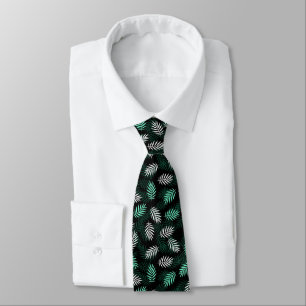 Motif feuille de palme Cravate vert foncé