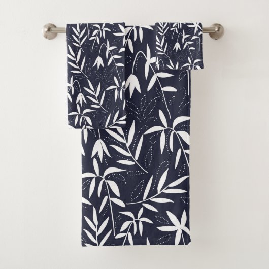 Motif feuille en bambou blanc et bleu (En situation)