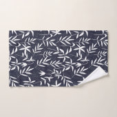Motif feuille en bambou blanc et bleu (Serviette à main)