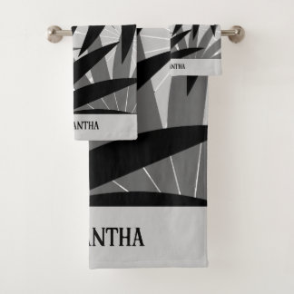 Motif Feuille géométrique blanc gris noir