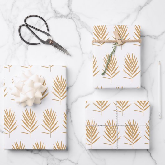 Motif Feuille Gold et White Tropical Palm (Recto)