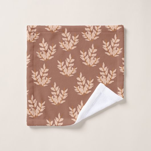 Motif feuille ligne Vintage Feuille Brown (Gant de toilette)