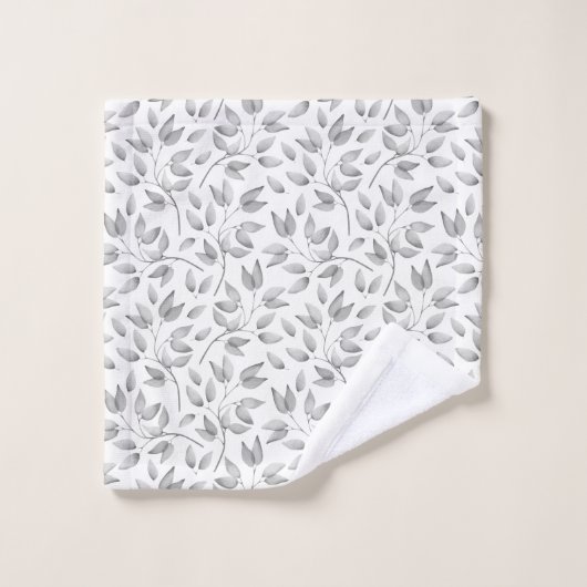 Motif Feuille moderne gris pâle et blanc (Gant de toilette)