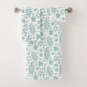 Motif Feuille perdu Turquoise sur blanc