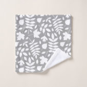 Motif Feuille tombé blanc sur gris (Gant de toilette)