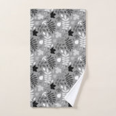 Motif Feuille tombé Monochrome sur Grey (Serviette à main)