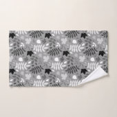 Motif Feuille tombé Monochrome sur Grey (Serviette à main)