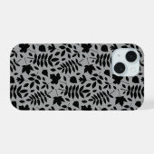 Motif Feuille tombé noir sur gris (Verso Horizontal)