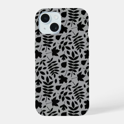 Motif Feuille tombé noir sur gris (Verso)