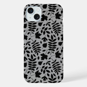 Motif Feuille tombé noir sur gris
