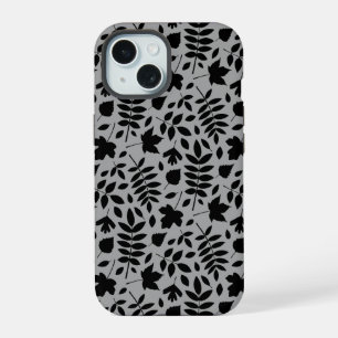 Motif Feuille tombé noir sur gris