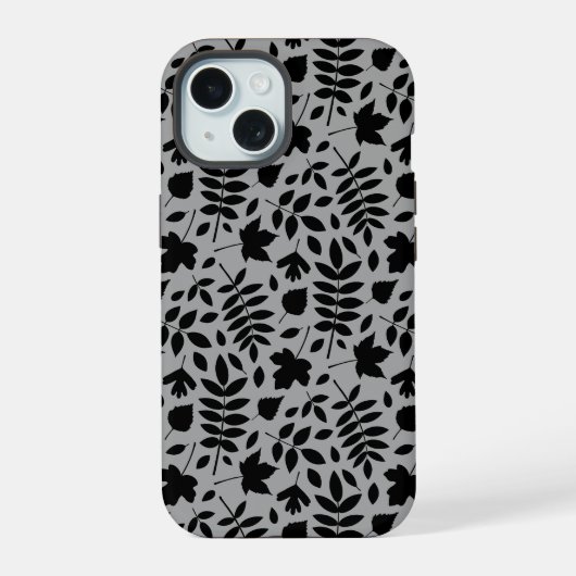 Motif Feuille tombé noir sur gris (Verso)