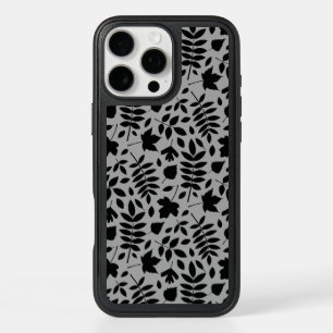 Motif Feuille tombé noir sur gris