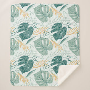 Motif feuille tropical 2 sherpa couverture