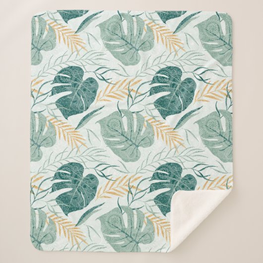 Motif feuille tropical 2 sherpa couverture (Devant)