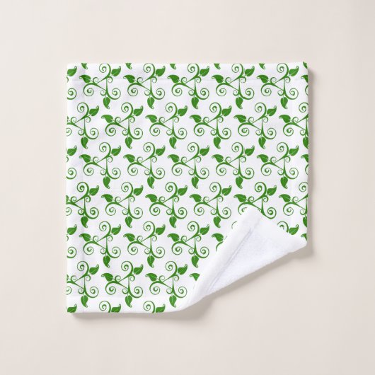 Motif Feuille Tropical Vert élégant en blanc (Gant de toilette)