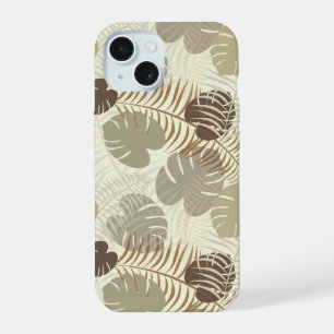 Motif feuille tropicale élégant beige, pierre