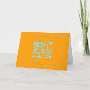 Motif feuille Turquoise sur la carte de voeux oran