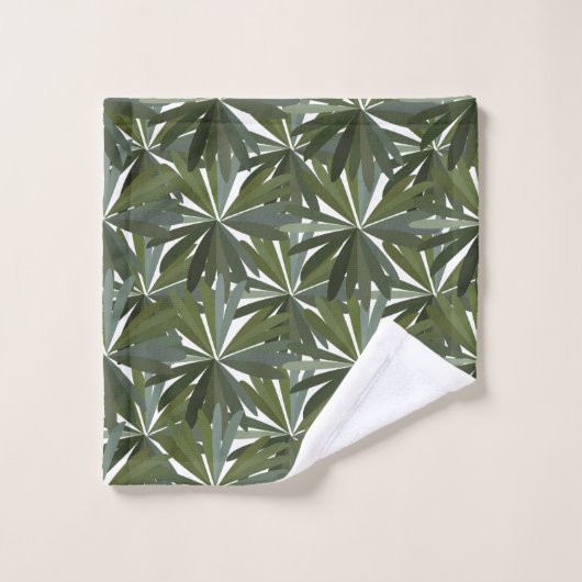 Motif Feuille vert (Gant de toilette)