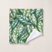 Motif Feuille vert tropical (Gant de toilette)
