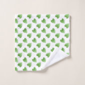 Motif feuille verte moderne sur fond blanc (Gant de toilette)