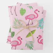 Motif flamant rose avec feuilles tropicales (En situation)