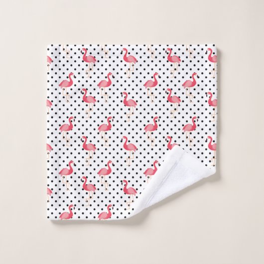 Motif flamant rose pois (Gant de toilette)
