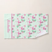 Motif Flamingo Tropical Personnalisé Fleur Rose Ve (Serviette à main)