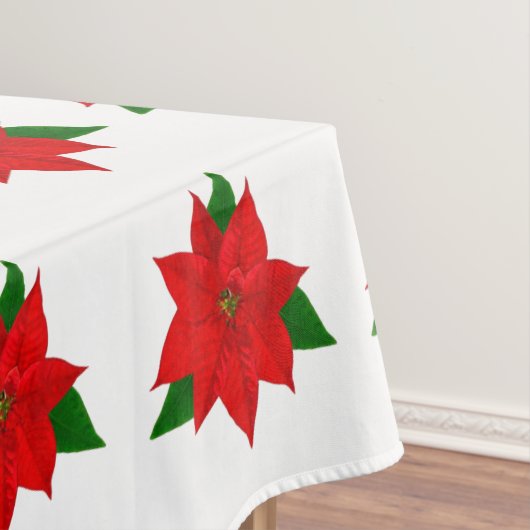 Motif Fleur Big Poinsettia sur nappe blanche (In Situ)