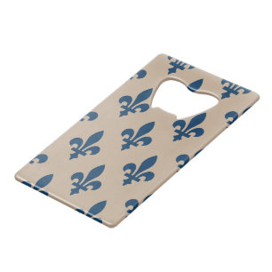 Motif Fleur de Lis, Bleu Royal Français sur Crème