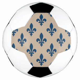 Motif Fleur de Lis, Bleu Royal Français sur Crème