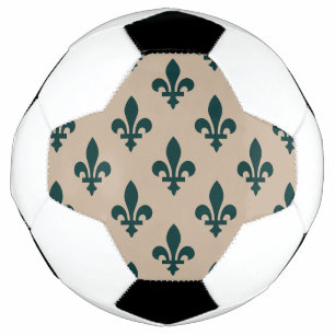 Motif Fleur de Lis, Vert Royal Français sur Crème