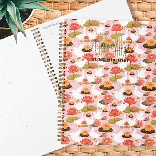 Motif fleur de lys oie monogrammé