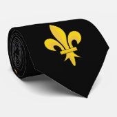 Motif Fleur de Lys Or sur Cravate Noir (Roulé)