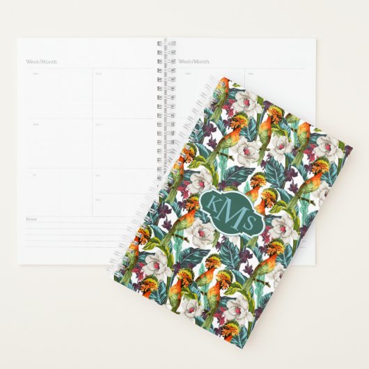 Motif Fleur Exotique Et Oiseau | Monogramme (Devant avec enveloppe)