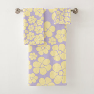 Motif Fleur - Pastel Jaune et Violet