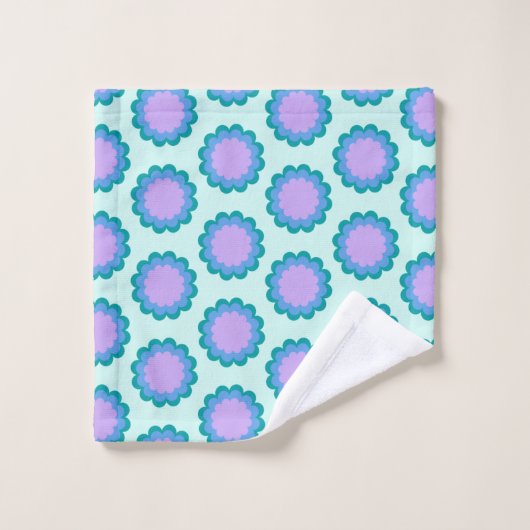 Motif Fleur rétro mignonne en Mint et violet (Gant de toilette)