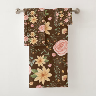 Motif Fleur sauvage Vintage Brown élégant