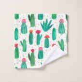 Motif fleurissant de cactus d'aquarelle mignonne (Gant de toilette)