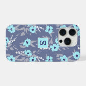 Motif Fleurs Bleues Jolies Monogramme / Initiale (Verso Horizontal)