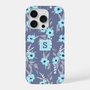 Motif Fleurs Bleues Jolies Monogramme / Initiale
