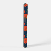 Motif Fleurs Rouges Monogramme Bleu Foncé (Côté droit)