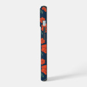 Motif Fleurs Rouges Monogramme Bleu Foncé (Côté gauche)