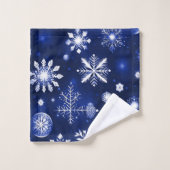 Motif flocon de neige bleu et blanc (Gant de toilette)