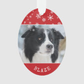 Motif flocon de neige photo et nom de chien rouge (devant)