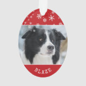 Motif flocon de neige photo et nom de chien rouge (dos)