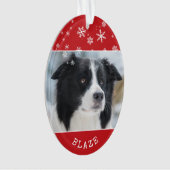 Motif flocon de neige photo et nom de chien rouge (devant)