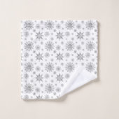 Motif Flocons de Neige Gris Argent (Gant de toilette)